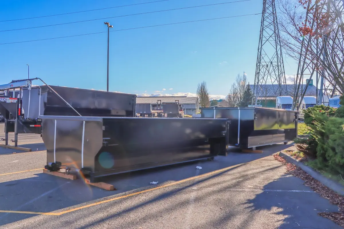 Roll-off dumpster ready for waste disposal at job site for Cleanout Dumpster Rental in Hutchinson